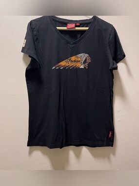 Indian Motorcycle Retro Genuine Brand Moto-Wear V-Neck Tee with Graphic, Sz L